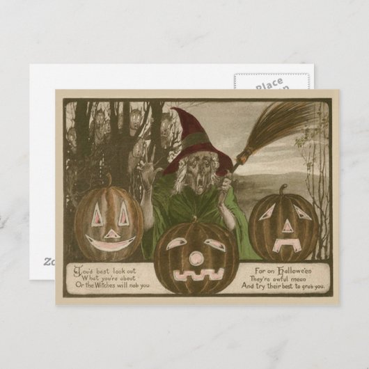 Witch Jack O' Lantern Pumpkin Goblin Briefkaart (Voorkant / Achterkant)