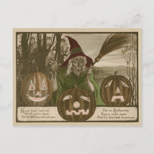 Witch Jack O' Lantern Pumpkin Goblin Briefkaart (Voorkant)