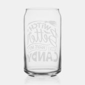 Witch kan beter mijn Snoep hebben Blikvorm Glas (Achterkant)