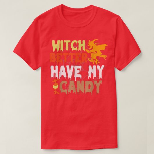 Witch kan beter mijn snoephoorn Halloween party Pu T-shirt (Design voorkant)