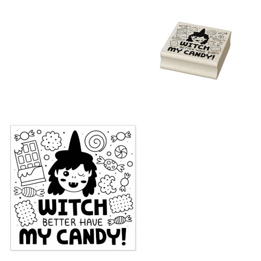 Witch kan mijn snoep hebben rubberstempel (Gestempeld)