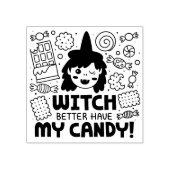 Witch kan mijn snoep hebben rubberstempel (Afrduk)