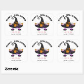 Witch Kat Face Halloween Vierkante Sticker (Vel)