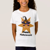 Witch Kat Face op Star Halloween T-shirt (Voorkant)