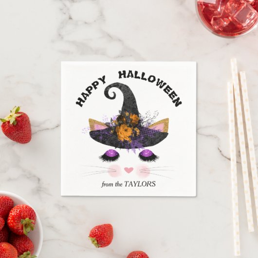 Witch Kat Faces Halloween Servet (Insitu)