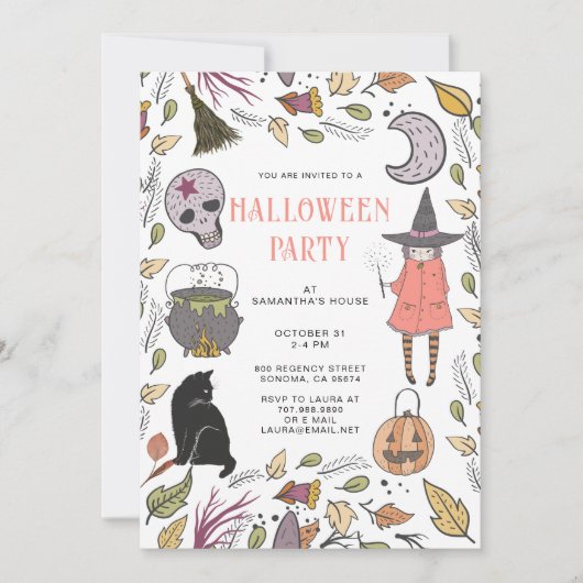 Witch Kind Halloween Party Spooktacular Kaart (Voorkant)