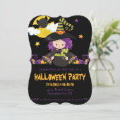Witch Kinder Halloween Block Party Kaart (Staand voorkant)