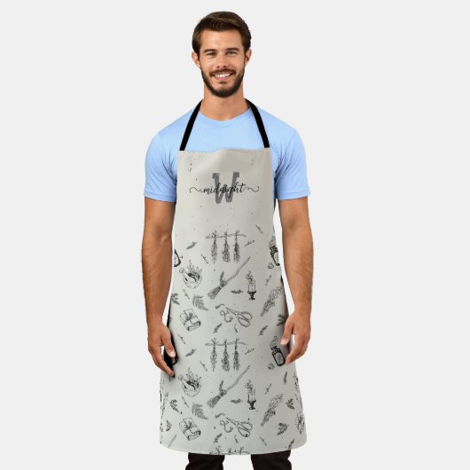 Witch Kitchen Herbs Grimoire All-Over Print Apron Schort (Gedragen)