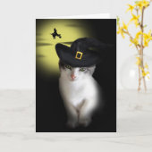 Witch Kitten Wenskaart Kaart (Gele Bloem)