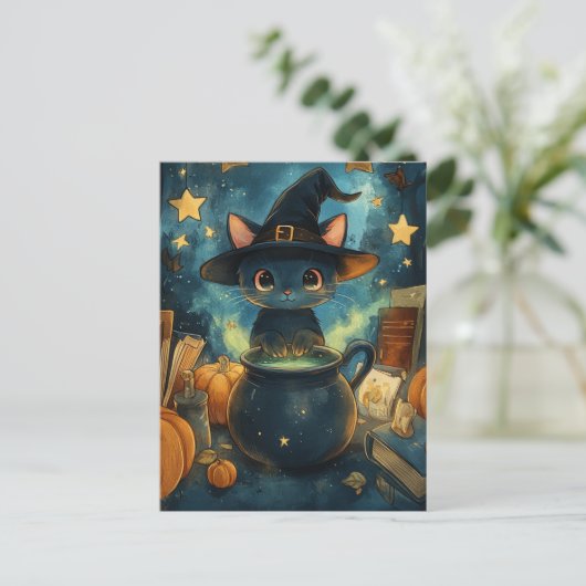 Witch Kitty  Briefkaart (Staand voorkant)
