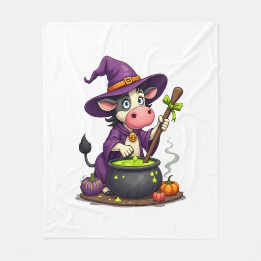 Witch Koe Cauldron Brew Fleece Deken (Voorkant)