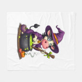 Witch Koe Cauldron Brew Fleece Deken (Voorkant (Horizontaal))