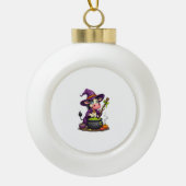 Witch Koe Cauldron Brew Keramische Bal Ornament (Voorkant)