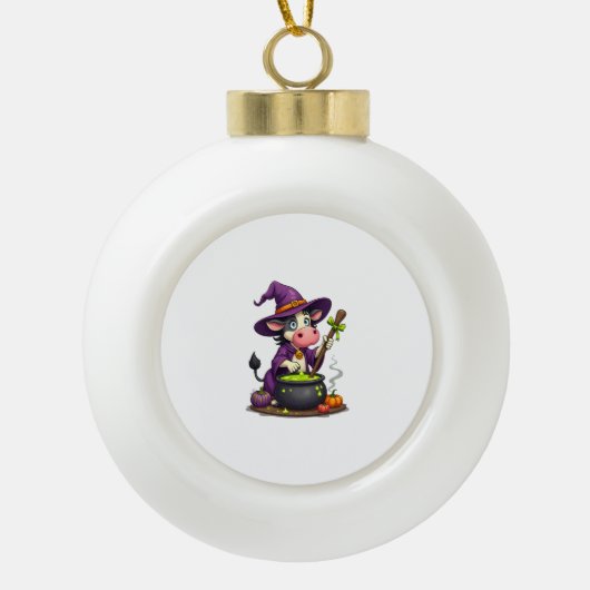 Witch Koe Cauldron Brew Keramische Bal Ornament (Voorkant)