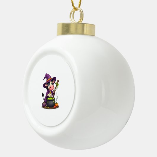 Witch Koe Cauldron Brew Keramische Bal Ornament (Rechts)