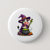Witch Koe Cauldron Brew Ronde Button 5,7 Cm (Voorkant)