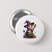 Witch Koe Cauldron Brew Ronde Button 5,7 Cm (Voorkant /achterkant)