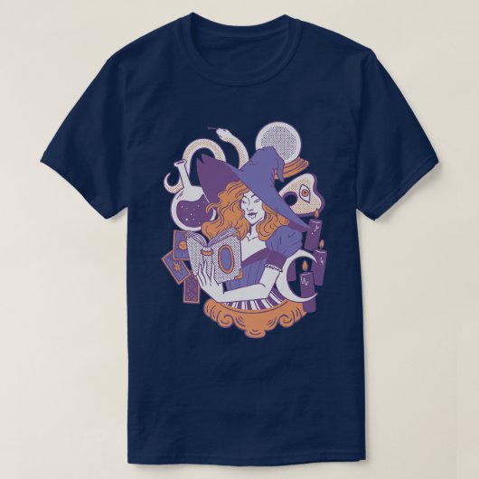 Witch leest boek Fantasy heks Magic T-shirt (Design voorkant)
