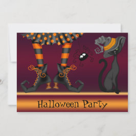 Witch Legs, Cat en Spider Halloween Party Kaart