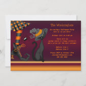 Witch Legs, Cat en Spider Halloween Party Kaart (Achterkant)