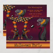 Witch Legs, Cat en Spider Halloween Party Kaart (Voorkant / Achterkant)