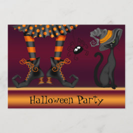 Witch Legs, Cat en Spider Halloween Party Kaart