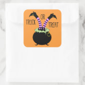 Witch Legs in Black Pot I Trick or treat Vierkante Sticker (Tas)