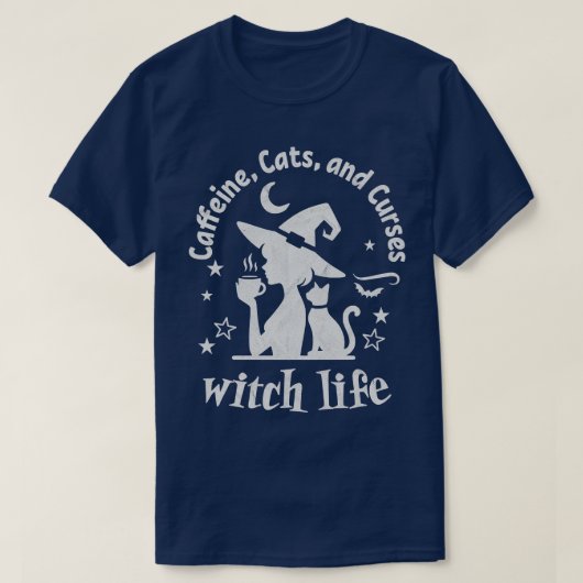 Witch Life Cafeïne Katten en Vloeken T-shirt (Design voorkant)
