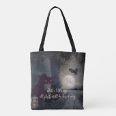 Witch Magic Haunted Halloween Black Cat Tote Bag (Achterkant)