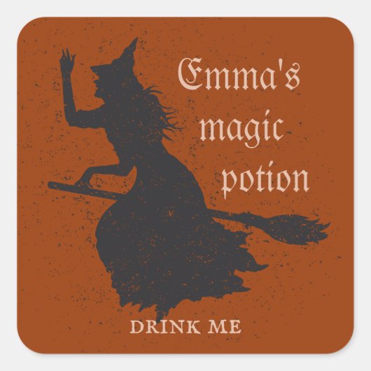 Witch Magic Potion Halloween Grunge Illustratie Vierkante Sticker (Voorkant)
