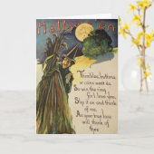 Witch Man in the Moon ( Halloween Kaart) Kaart (Gele Bloem)