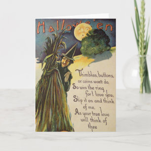 Witch Man in the Moon ( Halloween Kaart) Kaart
