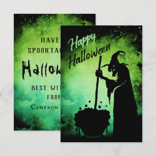 Witch met cauldron Happy Halloween-kaart Bedankkaart