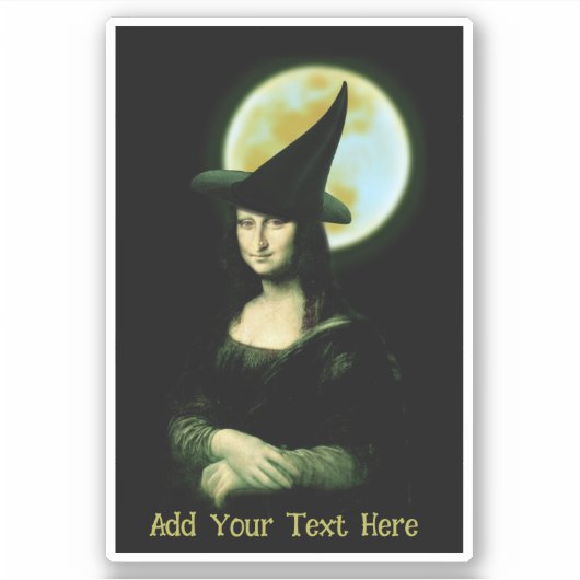 Witch Mona Lisa Halloween Sticker (Voorkant)