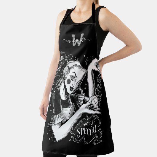 Witch Monogram Black All-Over Print Apron Schort (Insitu)