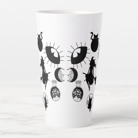 Witch moon fase grote latte mok, koffie, gothic latte mok (Voorkant)