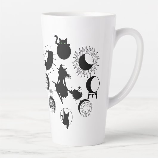 Witch moon fase grote latte mok, koffie, gothic latte mok (Rechts)