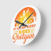 Witch My Boston Terrier Rides Shotgun Halloween Ronde Klok (Hoek)