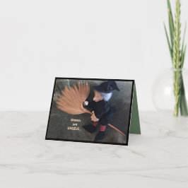 Witch on a Broom Humorous Kaart