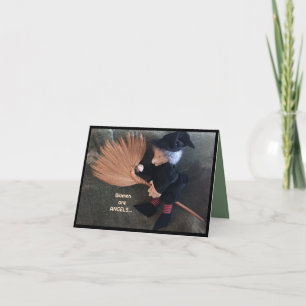 Witch on a Broom Humorous Kaart