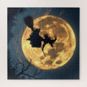 Witch On Broom beroemd gemaakt door Full Moon Hall Legpuzzel (Horizontaal)