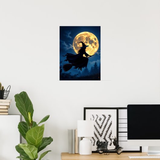 Witch On Broom beroemd gemaakt door Full Moon Hall Poster (Thuiskantoor)