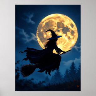 Witch On Broom beroemd gemaakt door Full Moon Hall Poster