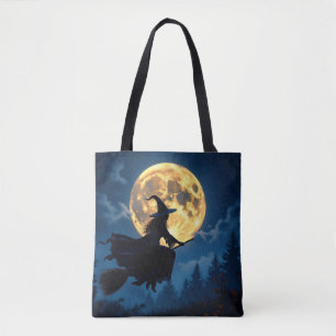 Witch On Broom beroemd gemaakt door Full Moon Hall Tote Bag