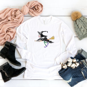 Witch on Broom Halloween Shirt