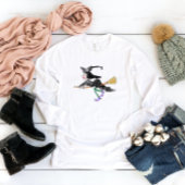 Witch on Broom Halloween Shirt