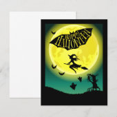 Witch On Broom Happy Halloween (Voorkant / Achterkant)