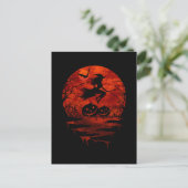 WITCH ON BROOM RED MOON BRIEFKAART (Staand voorkant)