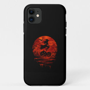 WITCH ON BROOM RED MOON Case-Mate iPhone CASE