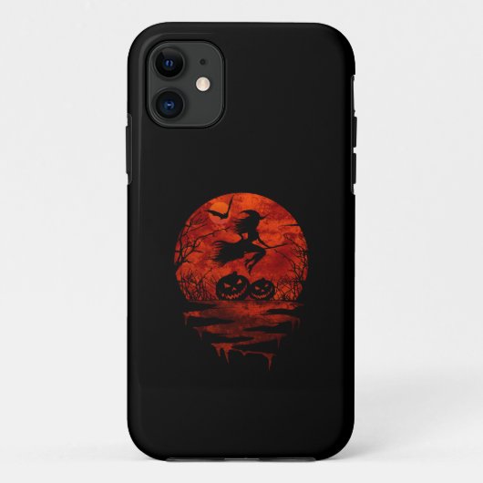 WITCH ON BROOM RED MOON Case-Mate iPhone CASE (Achterkant)